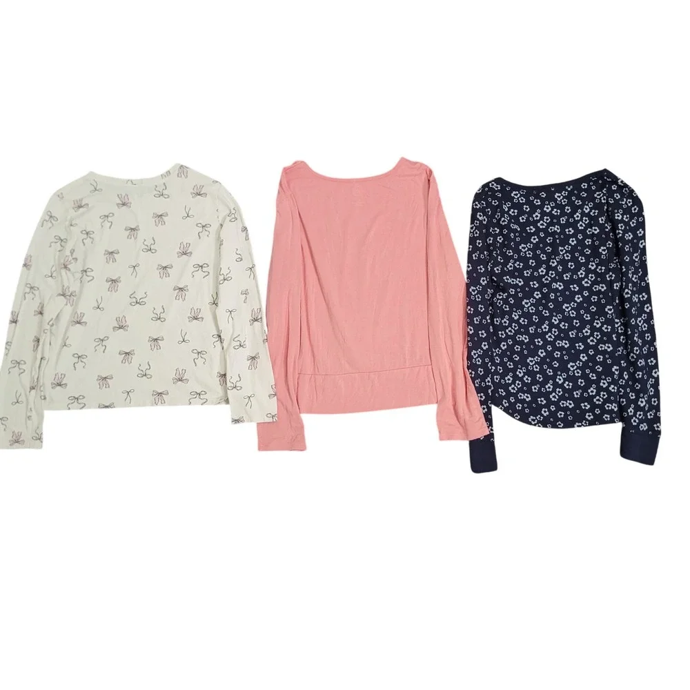 Old Navy Wonder Nation XL 14-16 Long Sleeve Tops Girls Bow Floral Twist 3pc Lot